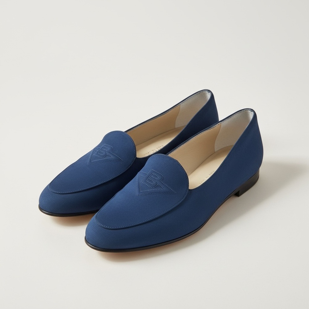 Bottega Veneta Navy Suede Loafers, Made in Italy, Size 6.5
